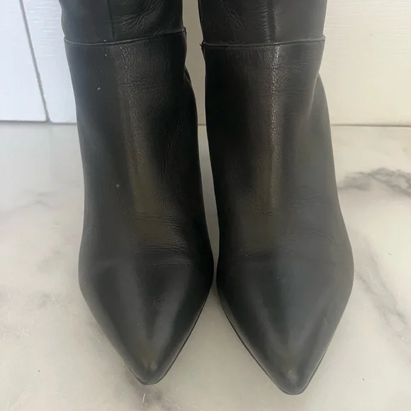 CK Black Leather Over the Knee-High Boots - Picture 2 of 5